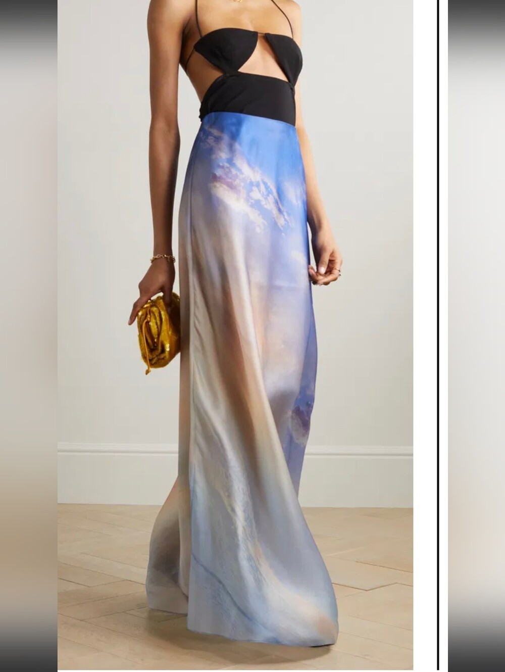 Zimmermann Tama Sky-Print Satin Maxi Skirt - Blue Gradient Zimmermann Size 2 Nwt